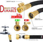 Expandable Garden Hose with Brass Fittings and Integrated Shutoff Valve, Storage Bag All Vera Mart