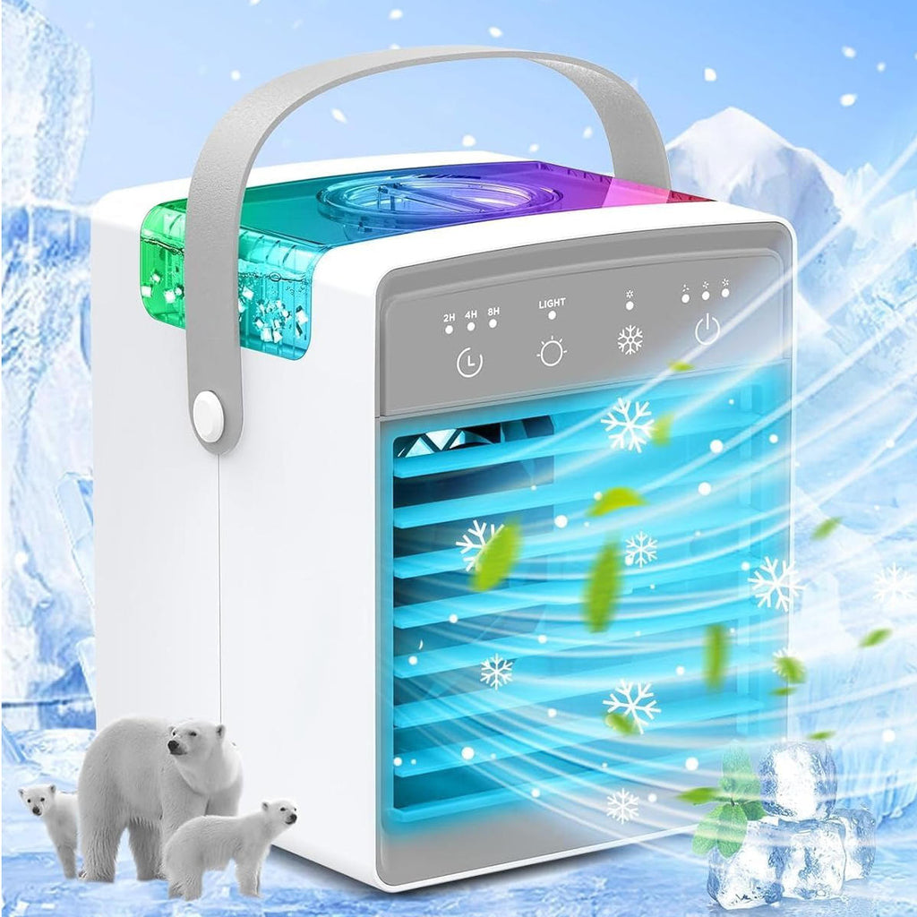 Evaporative Mist Cooler with 7-Color Night Light and 3-Speed Fan, Portable USB All Vera Mart