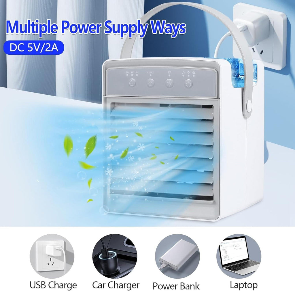 Evaporative Mist Cooler with 7-Color Night Light and 3-Speed Fan, Portable USB All Vera Mart