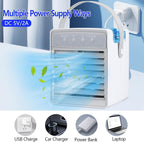 Evaporative Mist Cooler with 7-Color Night Light and 3-Speed Fan, Portable USB All Vera Mart