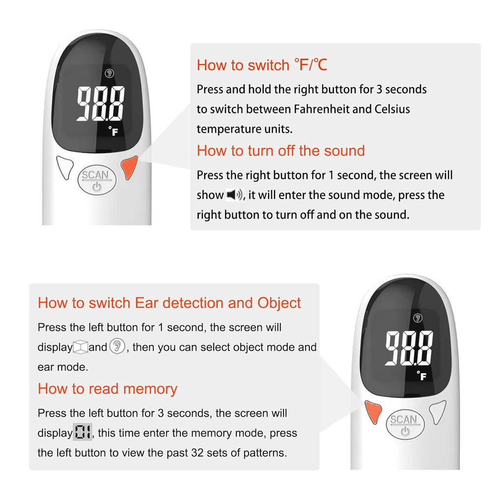 Infrared Ear Thermometer for Pets with LED Display and Memory Storage All Vera Mart