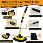 Telescopic Car Wash Brush with Rotating Head and Microfiber Bristles, 19-40 Inches All Vera Mart