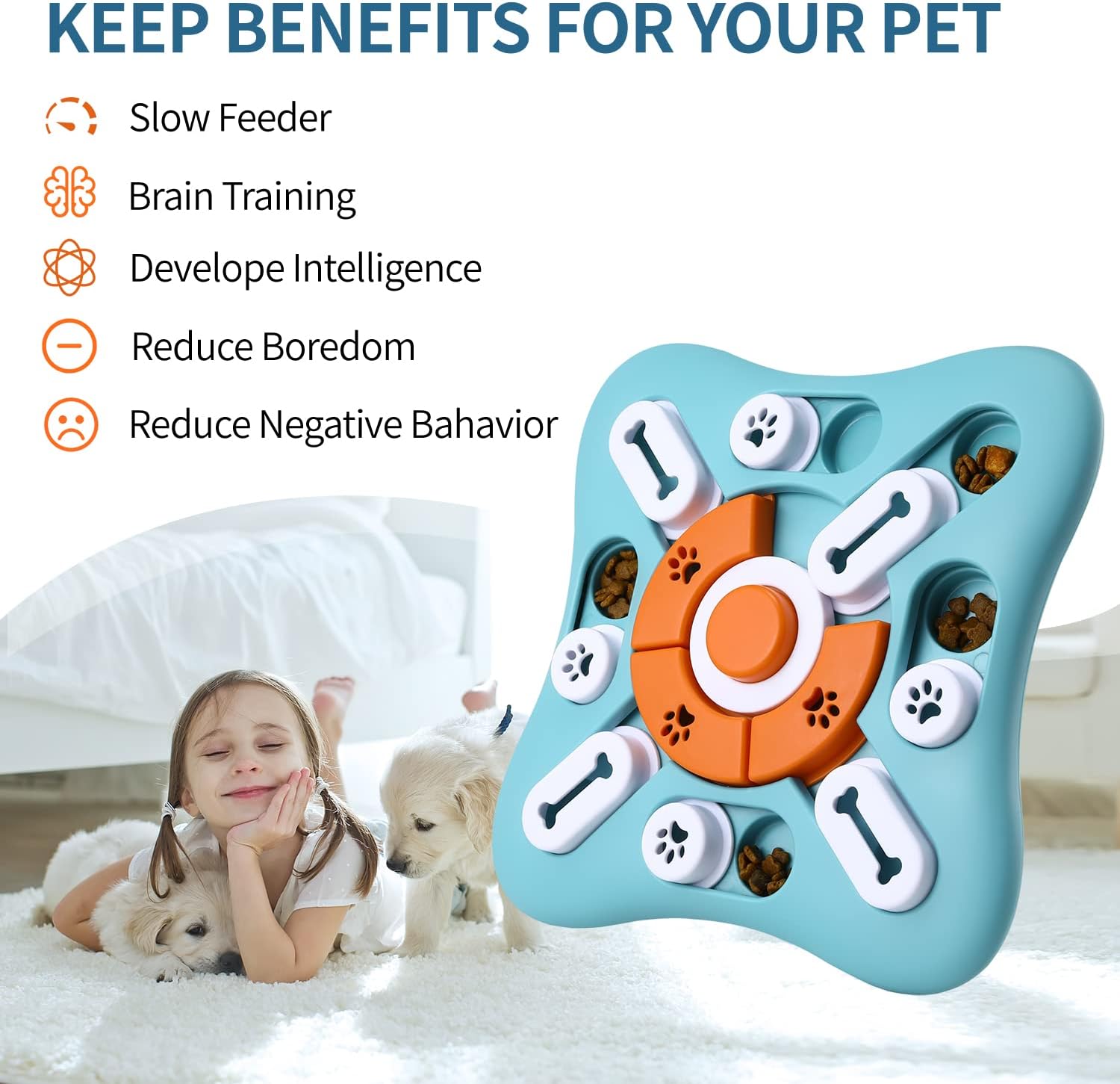 Interactive Dog Puzzle Toy with Sliding Treat Compartments and Squeaker All Vera Mart