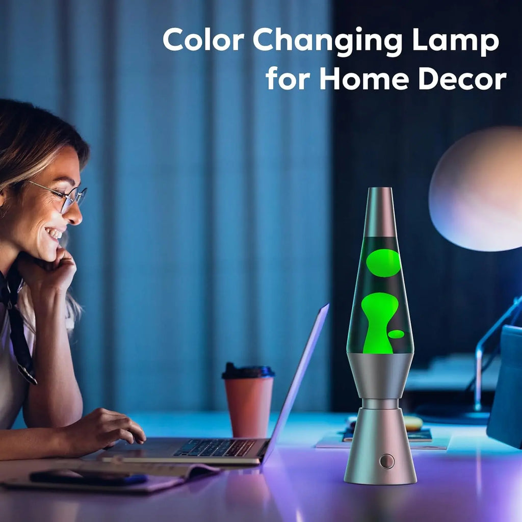 LED Lava Lamp with 17 Color Modes and Remote Control, 14.5in Glass Cylinder All Vera Mart