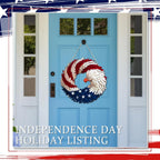 Wooden Patriotic Door Sign with Eagle and Star Design, 12 Inch Round All Vera Mart