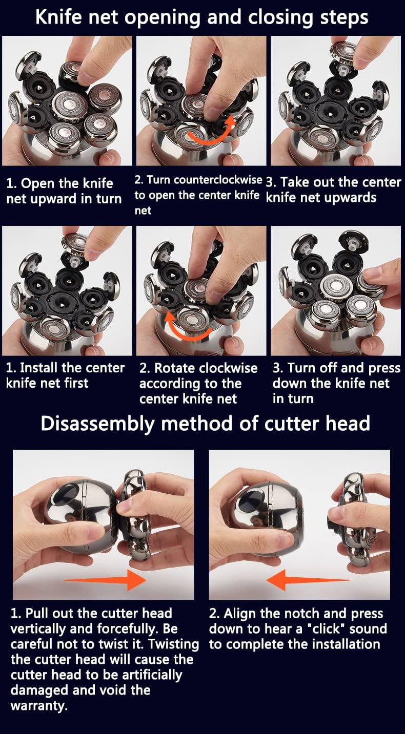 Electric Head Shaver with Seven Floating Blades and Five Grooming Attachments All Vera Mart