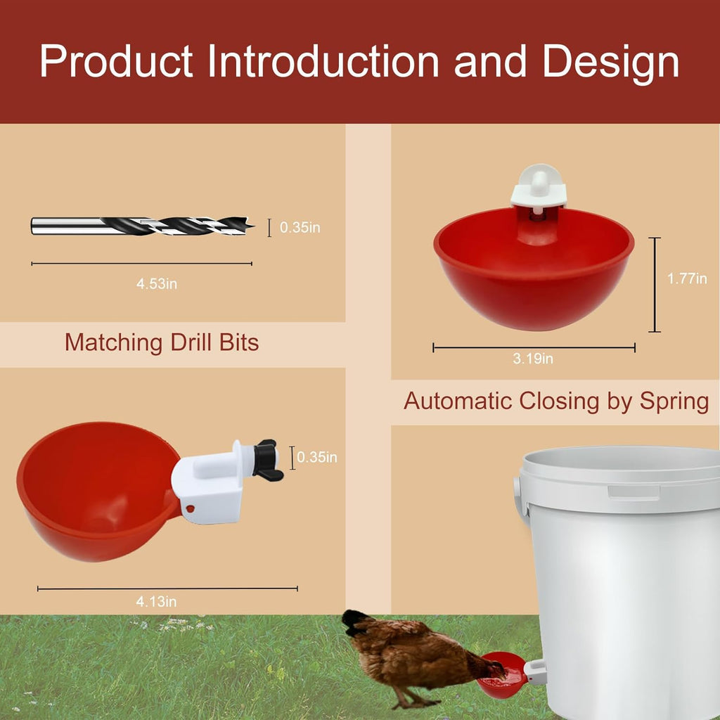 Gravity Spring Valve Chicken Waterer with Dual Rubber Seal, 10 Pack All Vera Mart