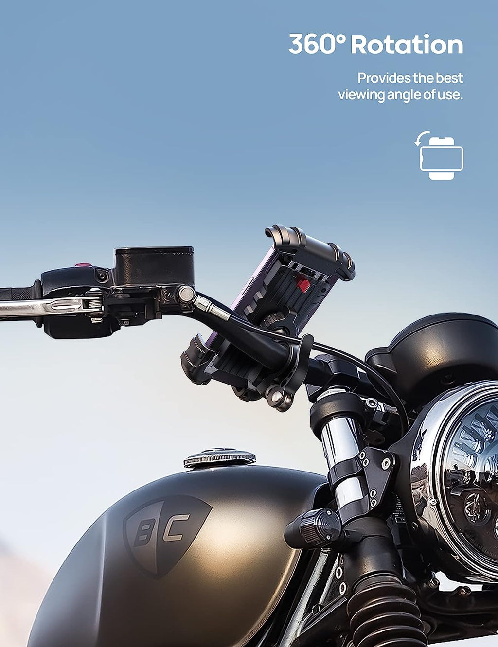 Handlebar Phone Mount with 360-Degree Ball Joint and Four-Corner Grip All Vera Mart