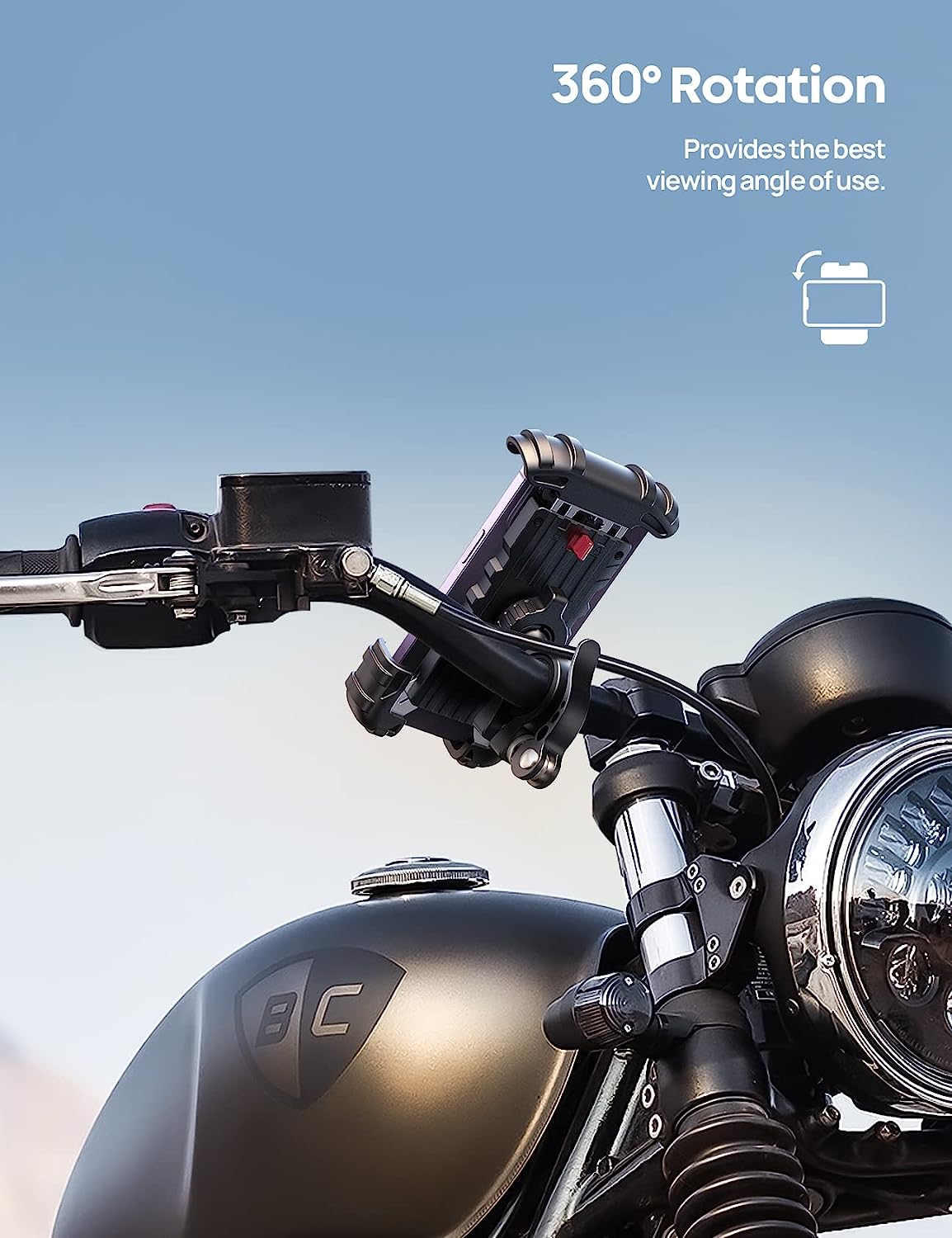 Handlebar Phone Mount with 360-Degree Ball Joint and Four-Corner Grip All Vera Mart