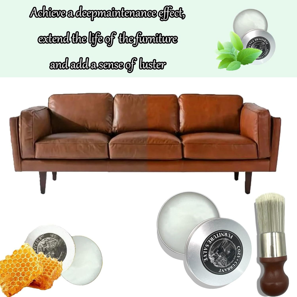 Leather and Wood Conditioning Salve with Brush and Lint-Free Cloth All Vera Mart