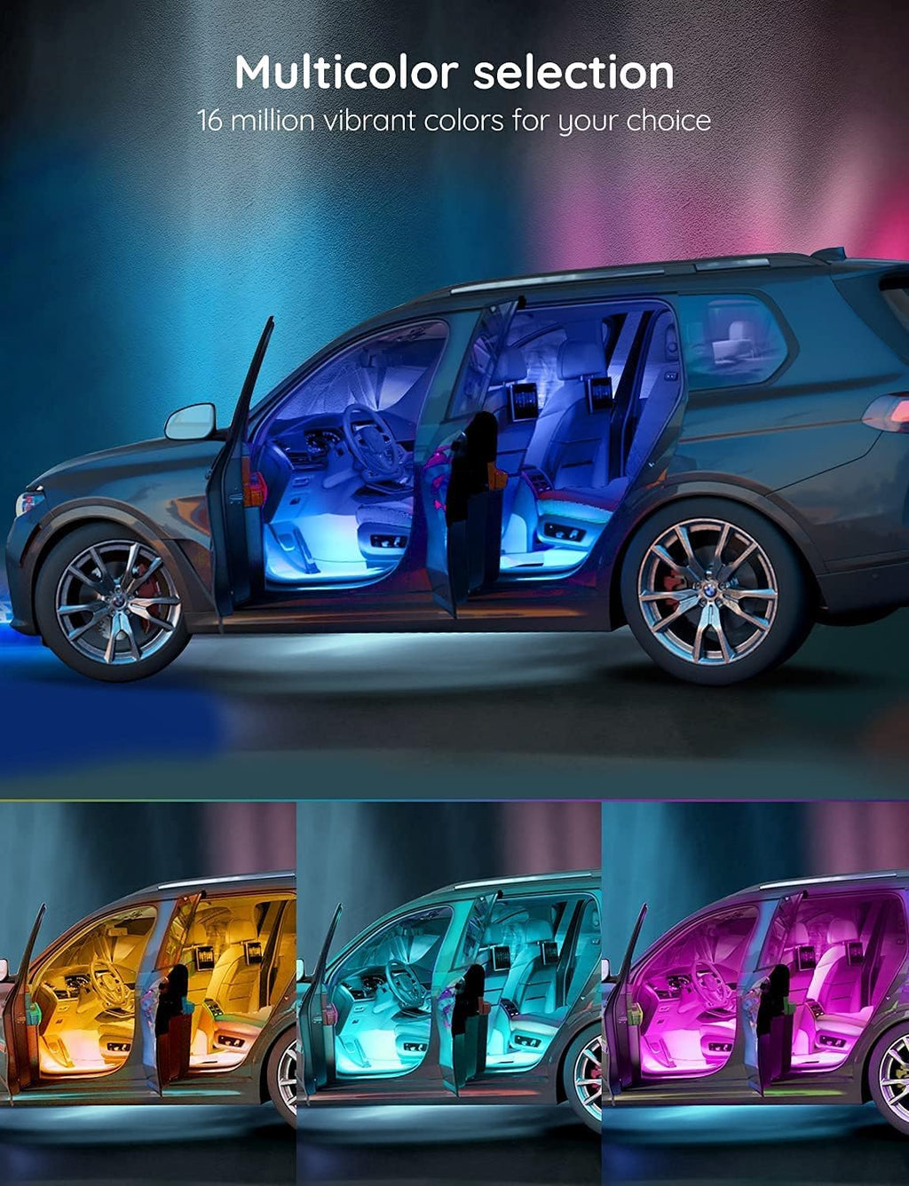 LED Car Interior Light Strips with App Control and Music Sync All Vera Mart