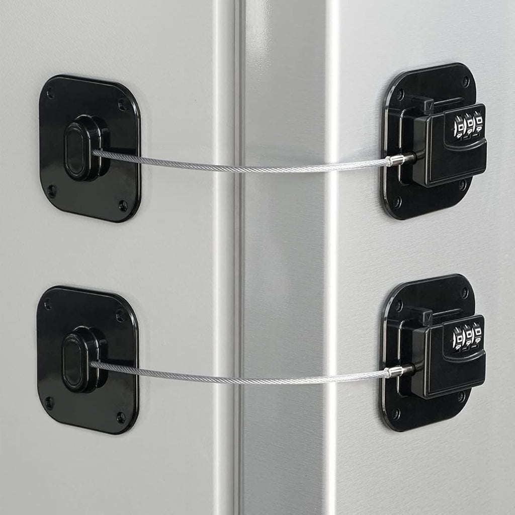 Combination Fridge Lock with Steel Cable and Adhesive Mount, 2-Pack All Vera Mart