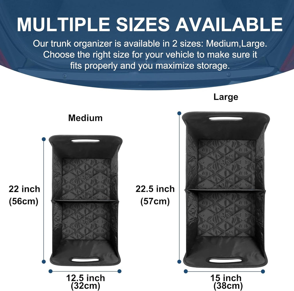 Foldable Trunk Organizer with Adjustable Compartments and Hook-and-Loop Base All Vera Mart