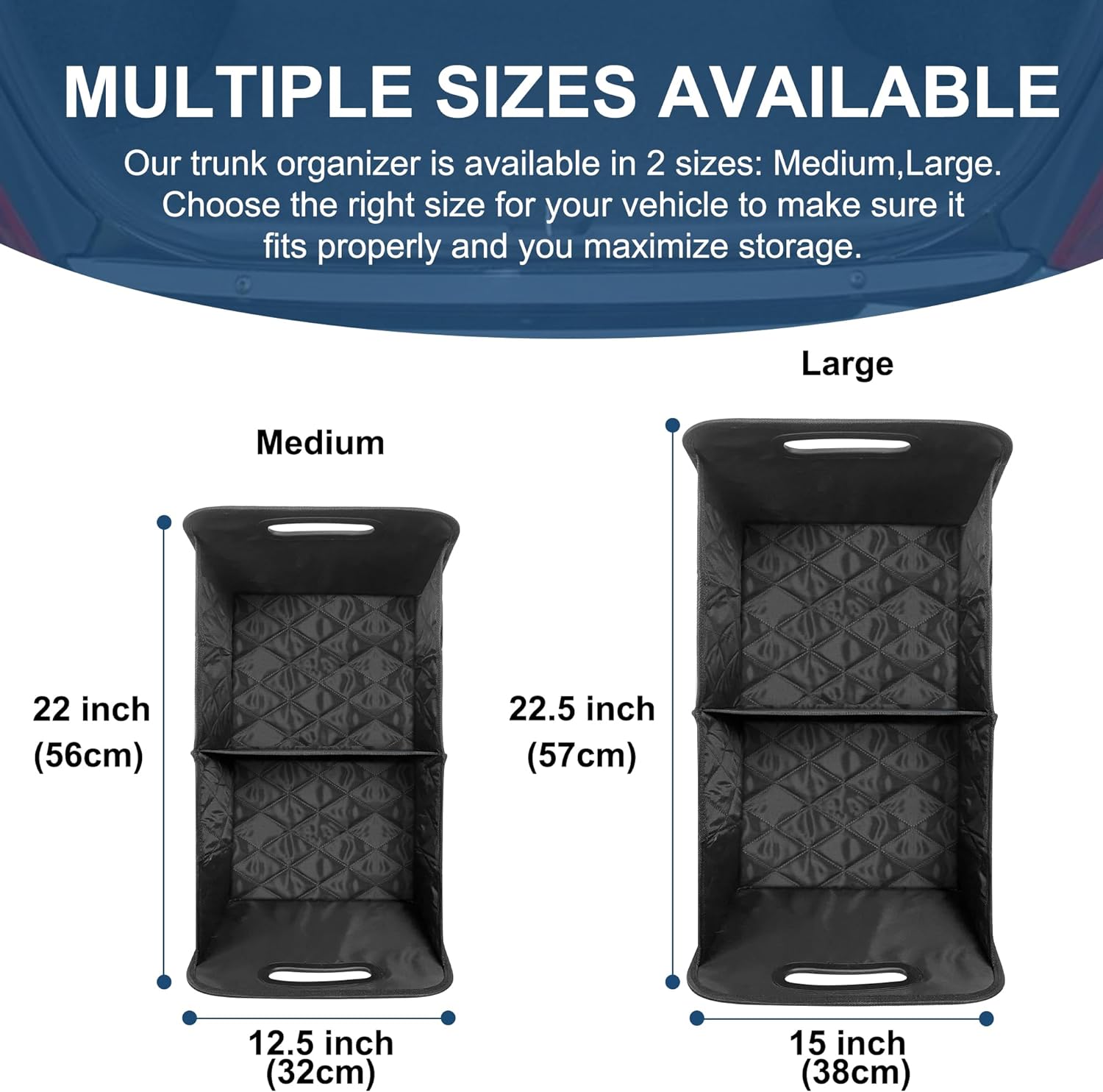 Foldable Trunk Organizer with Adjustable Compartments and Hook-and-Loop Base All Vera Mart