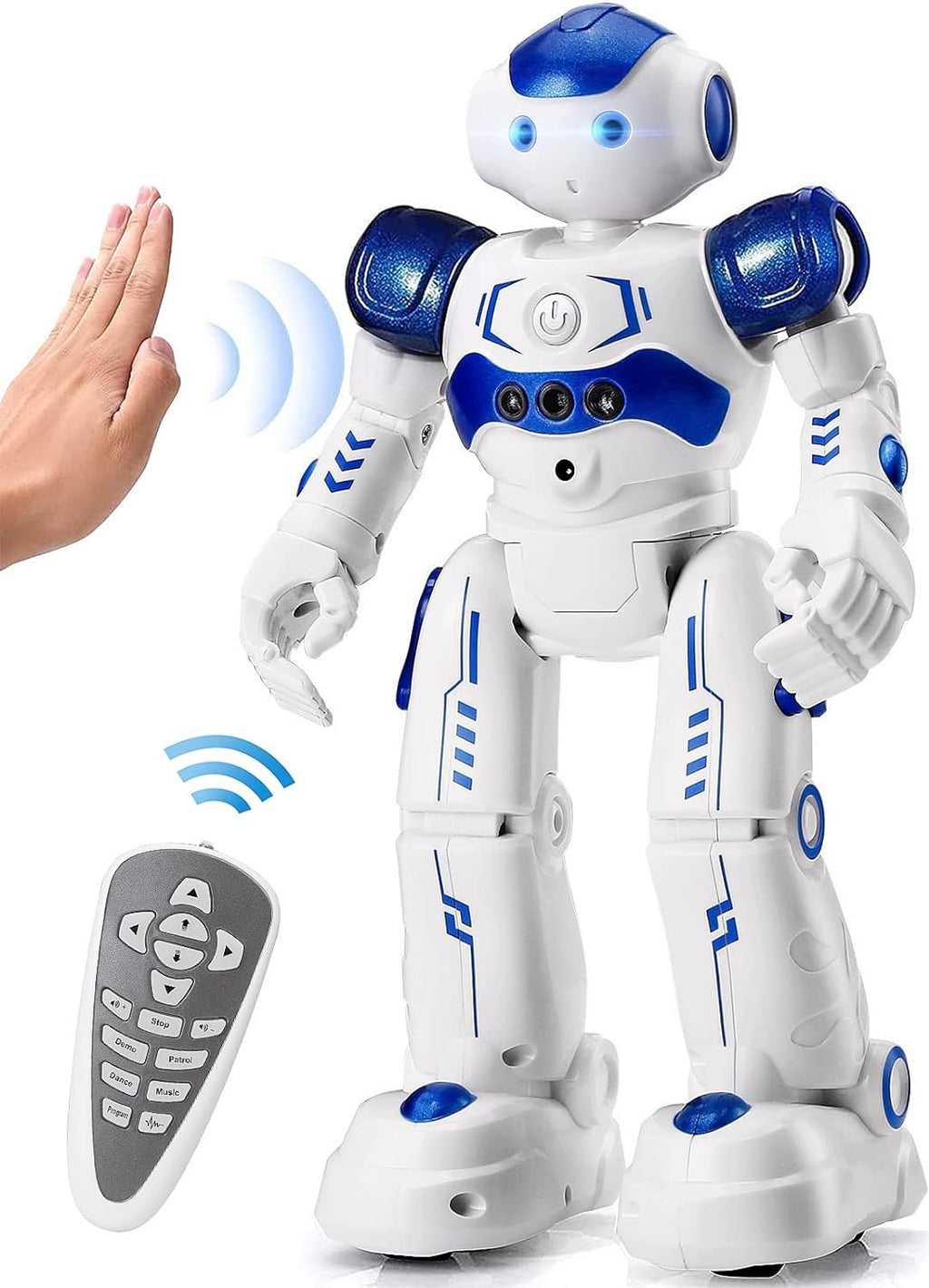 Programmable Robot Toy with Hand Gesture Control and LED Eyes, 24ft Range All Vera Mart