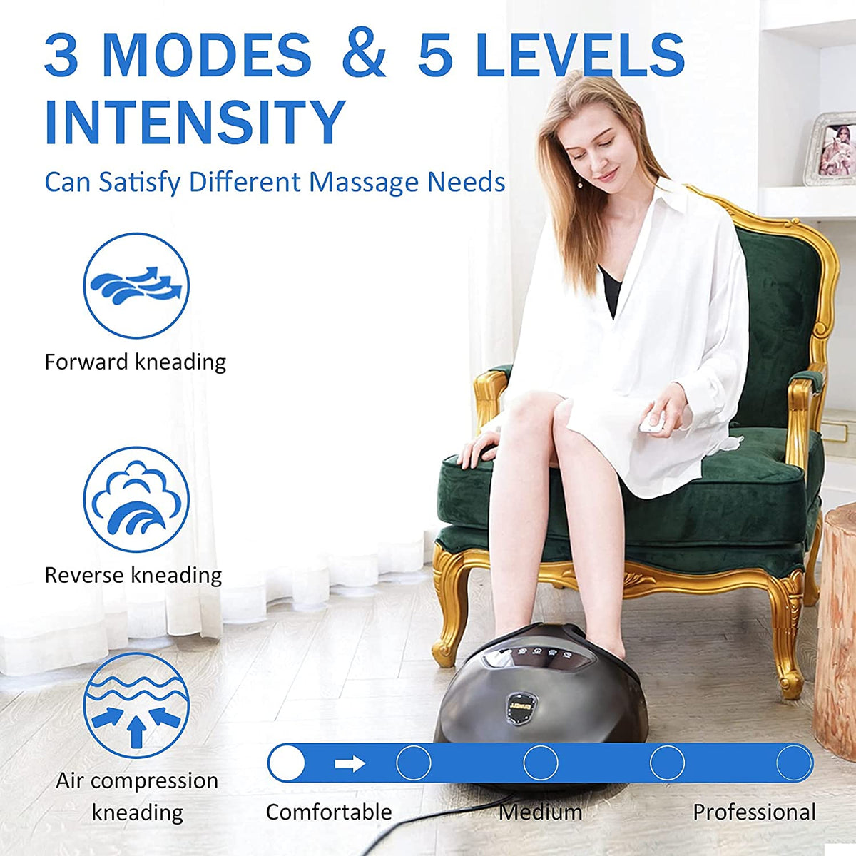 Electric Foot Massager with Kneading Nodes and Heat, Remote Control All Vera Mart