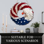 Wooden Patriotic Door Sign with Eagle and Star Design, 12 Inch Round All Vera Mart