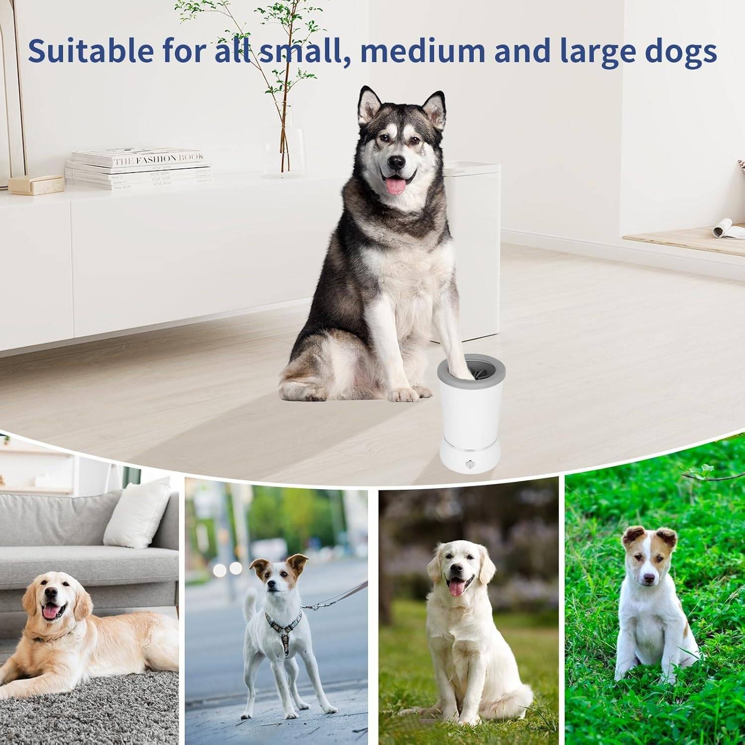 Dog Paw Cleaner with Rotating Silicone Brushes and Dual Speed Settings All Vera Mart