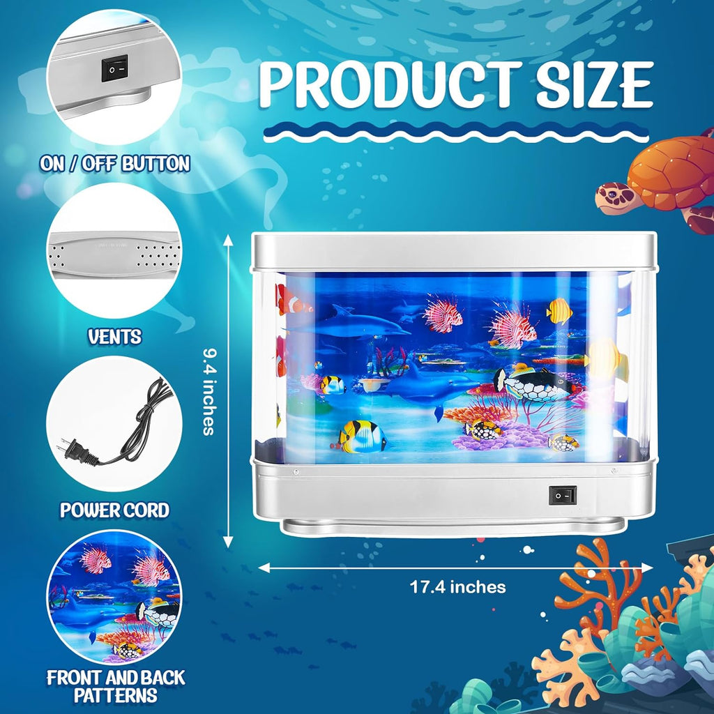 Animated Aquarium Lamp with Rotating Tropical Fish Film and Backlit Display All Vera Mart