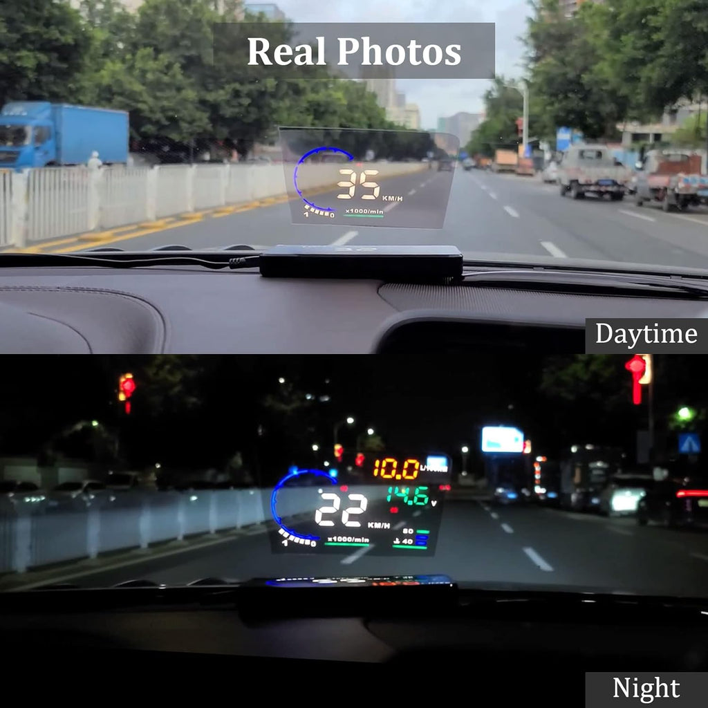 Car Head Up Display with OBD2 and GPS, 5.5in Color LED Screen All Vera Mart