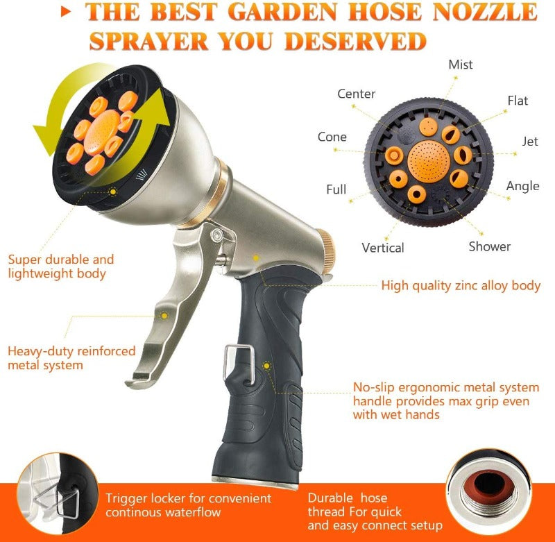Expandable Garden Hose with Brass Fittings and Integrated Shutoff Valve, Storage Bag All Vera Mart