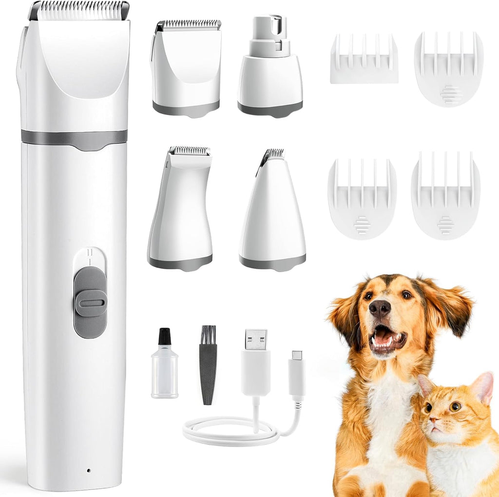 Cordless Dog Clipper with Titanium Ceramic Blades and Four Interchangeable Heads All Vera Mart