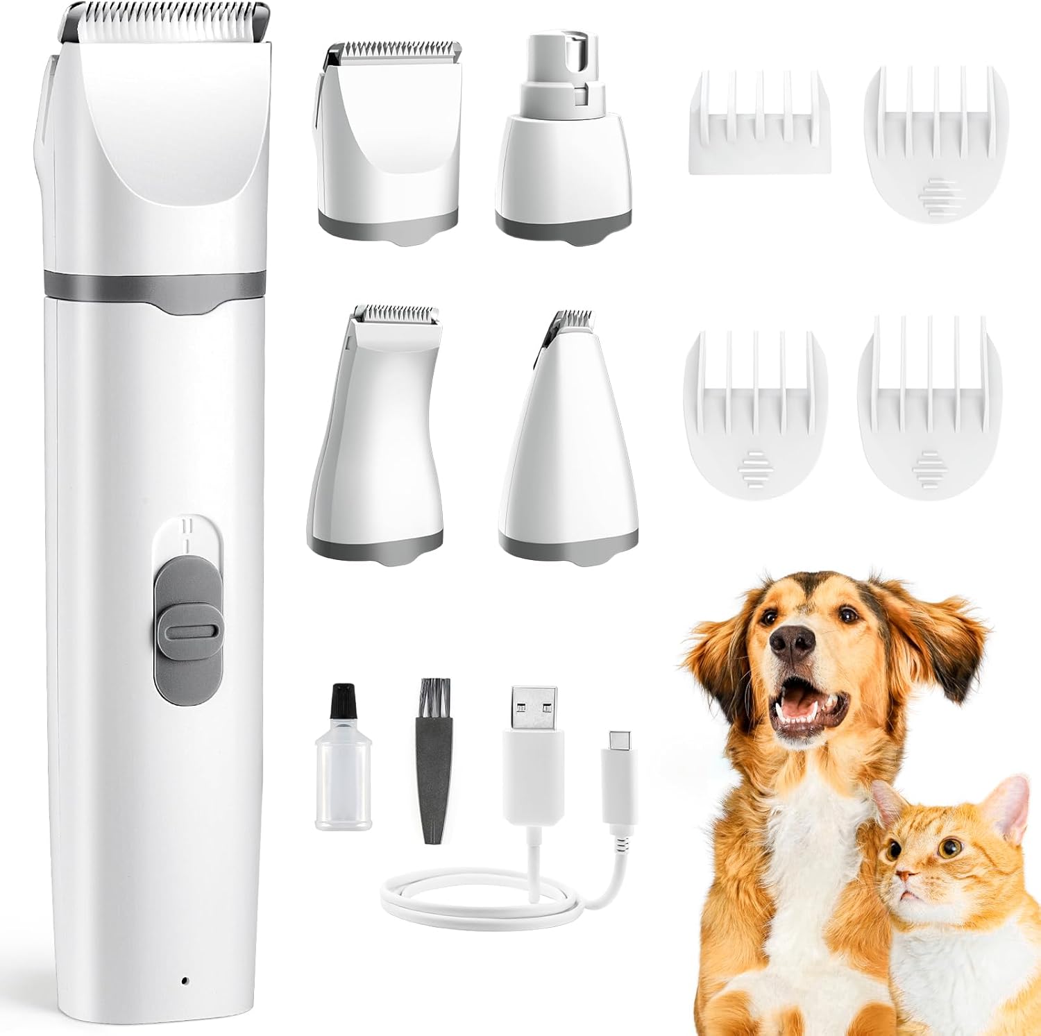 Cordless Dog Clipper with Titanium Ceramic Blades and Four Interchangeable Heads All Vera Mart
