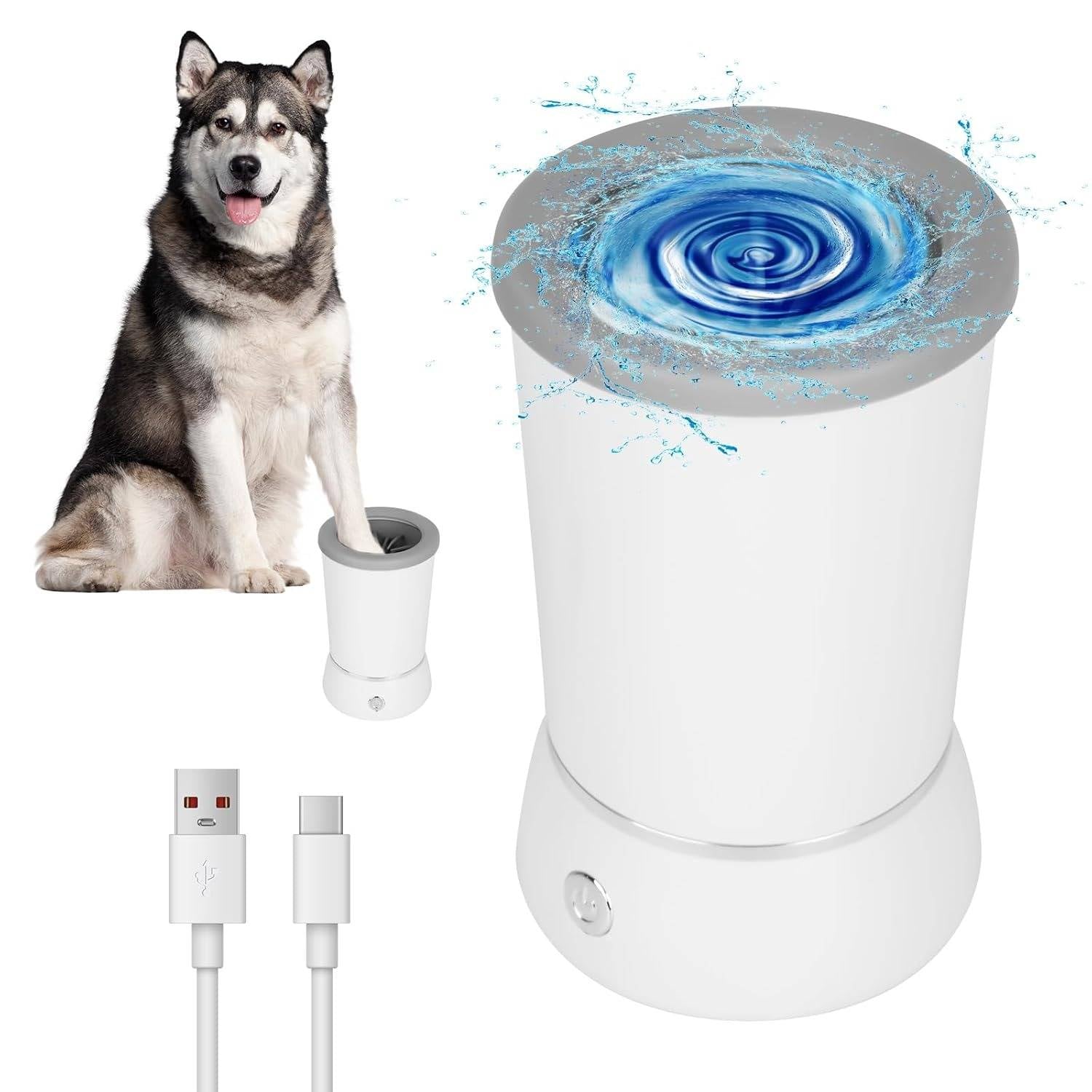 Dog Paw Cleaner with Rotating Silicone Brushes and Dual Speed Settings All Vera Mart