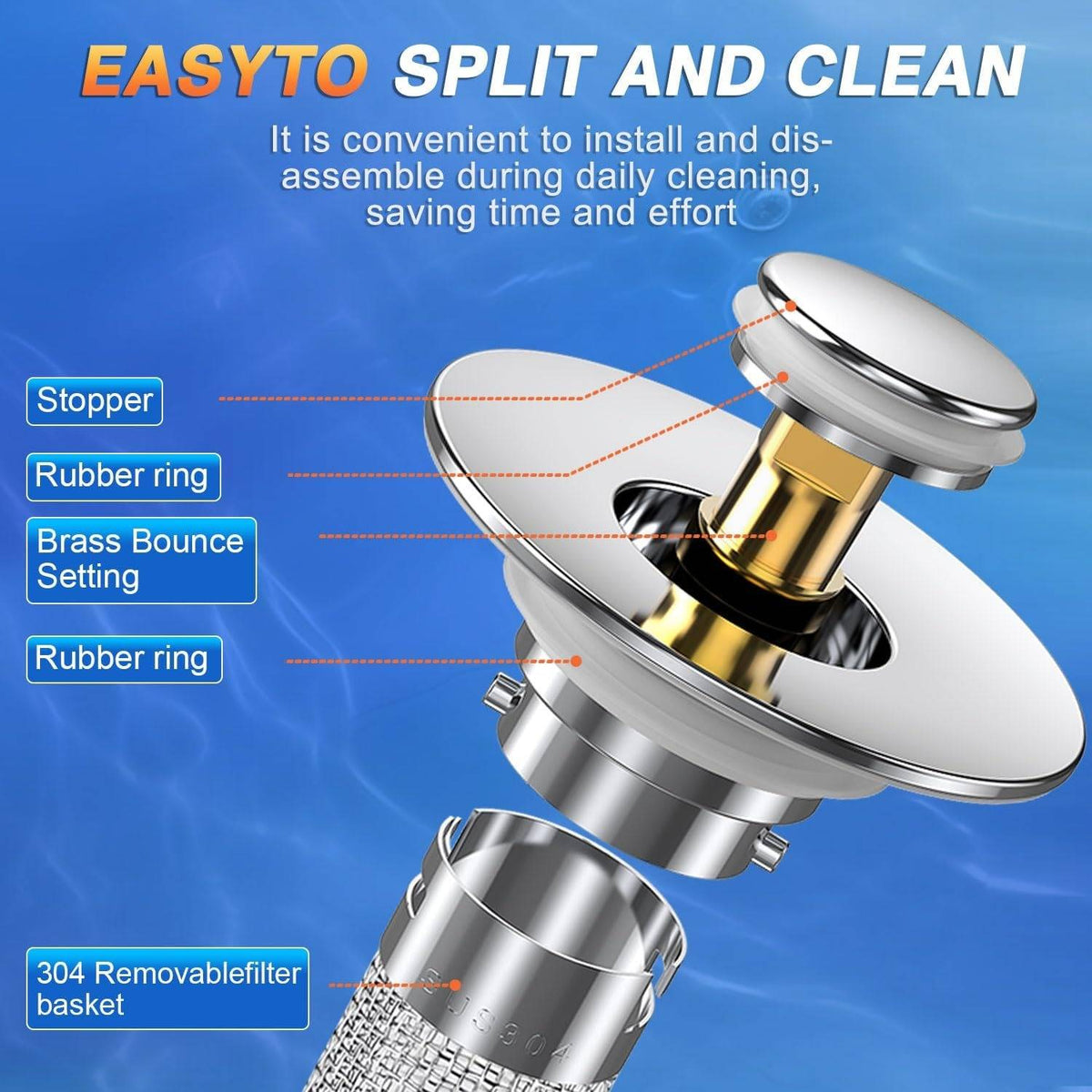 Sink Drain Stopper with Stainless Steel Mesh and Silicone Seal, Odor Blocking All Vera Mart