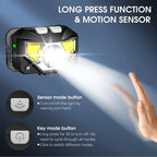 LED Headlamp 2-Pack with 1200 Lumens and Motion Sensor, Rechargeable, Water Resistant All Vera Mart
