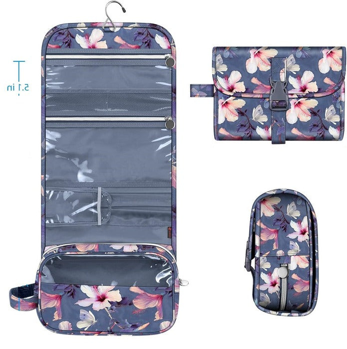 Cosmetic Storage Pouch with Transparent Panel and Metal Hook, Water Resistant All Vera Mart