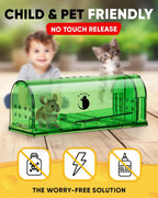 Humane Live Mouse Trap Set with Clear Monitoring Window and No-Touch Release, 4-Pack All Vera Mart