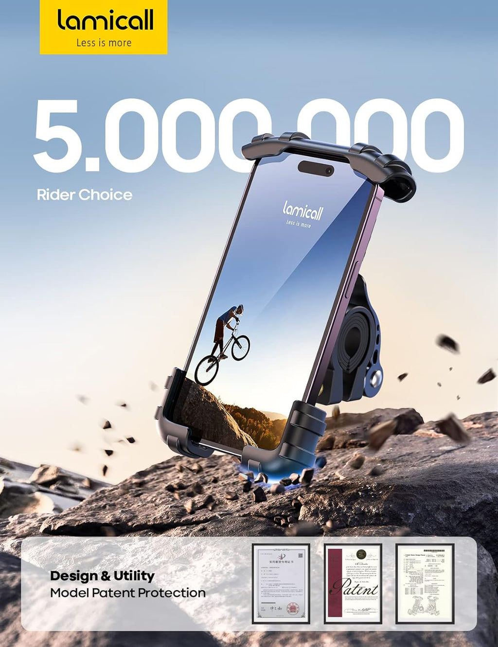 Handlebar Phone Mount with 360-Degree Ball Joint and Four-Corner Grip All Vera Mart