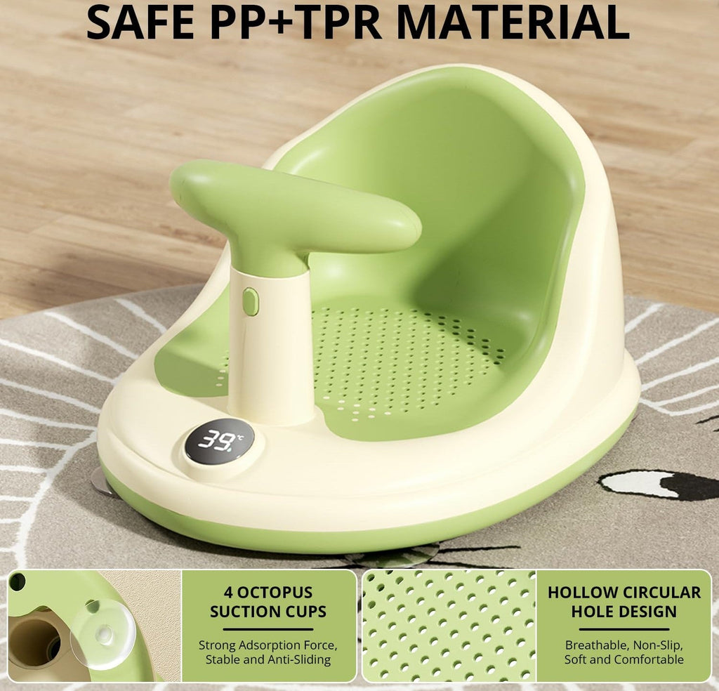 Infant Bath Seat with Wireless Thermometer and Mesh Sling, Suction Cup Base All Vera Mart