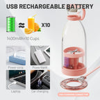 Rechargeable Portable Blender with Stainless Steel Blades and Magnetic Charging, 350ml All Vera Mart