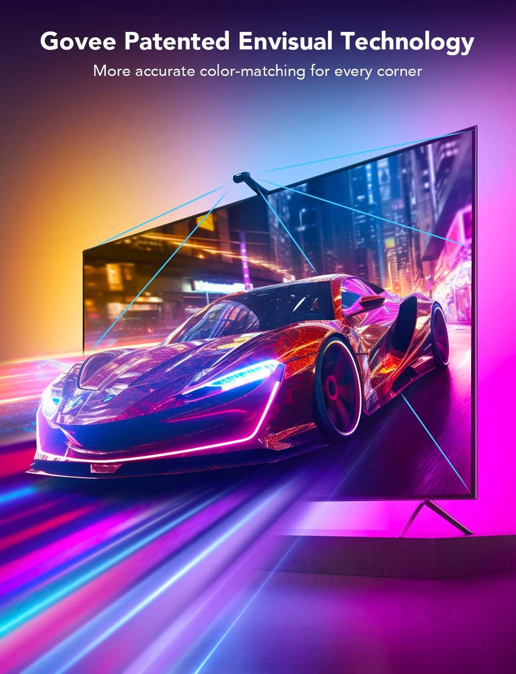 Multicolor TV Backlight Strip with Dual Edge Cameras and App Control for 98-100in TVs, 21ft All Vera Mart