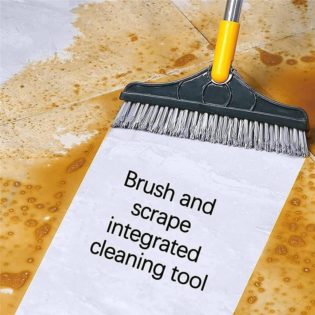 Long Handle Floor Scrub Brush with Rotating Head and Squeegee Blade All Vera Mart