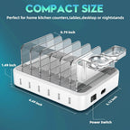 6-Port Charging Station with Adjustable Dividers and Earbud Holder, 60W Output All Vera Mart