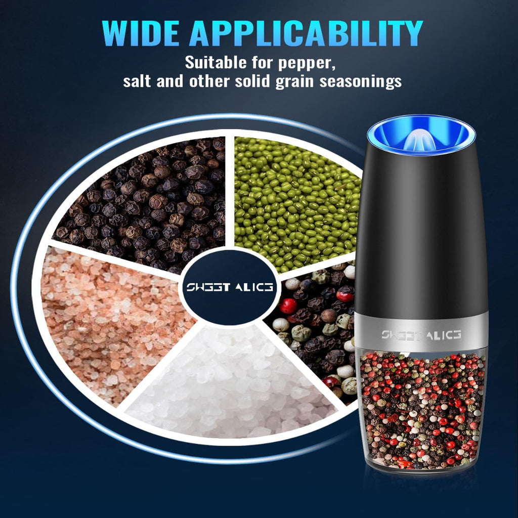 One-Hand Electric Grinder with Gravity Sensor and Ceramic Rotor, LED Light All Vera Mart