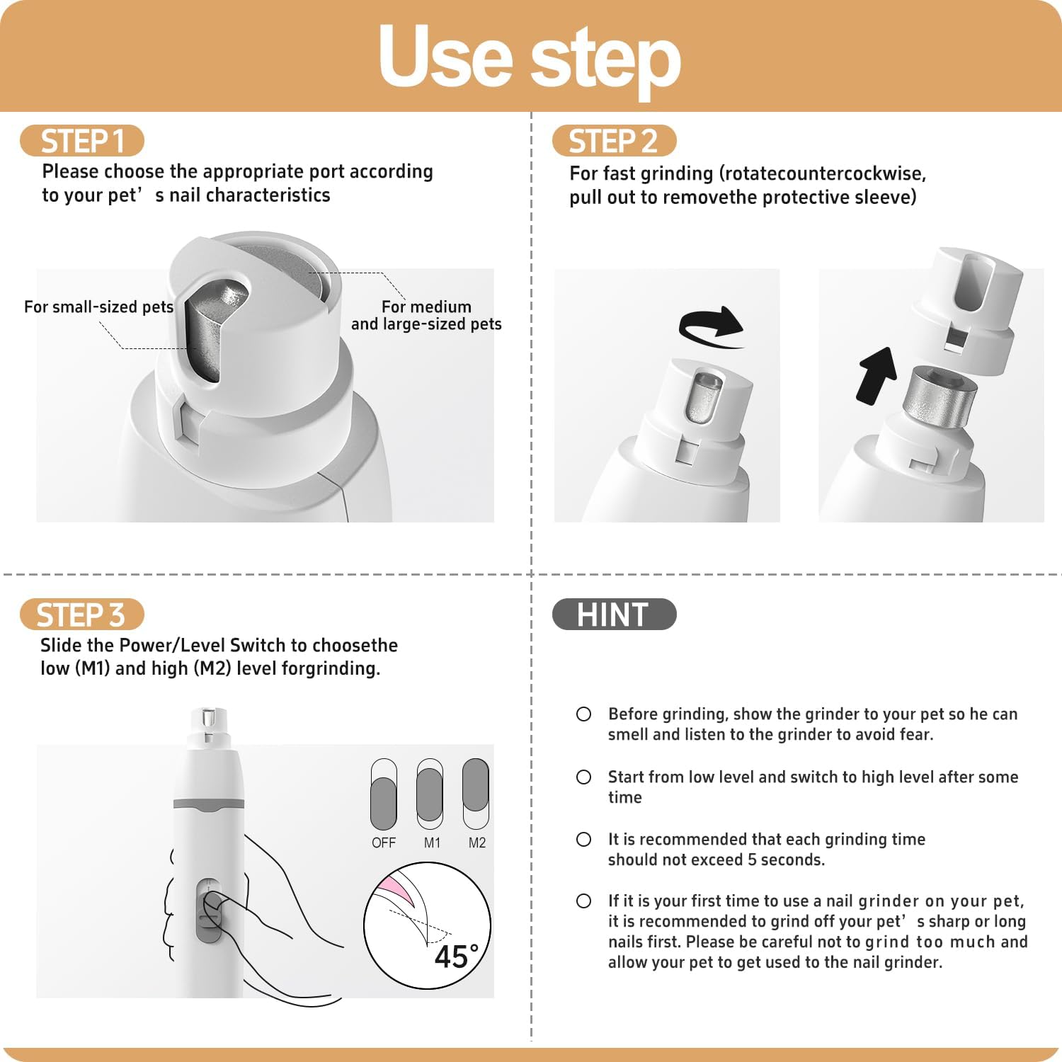 Cordless Dog Clipper with Titanium Ceramic Blades and Four Interchangeable Heads All Vera Mart