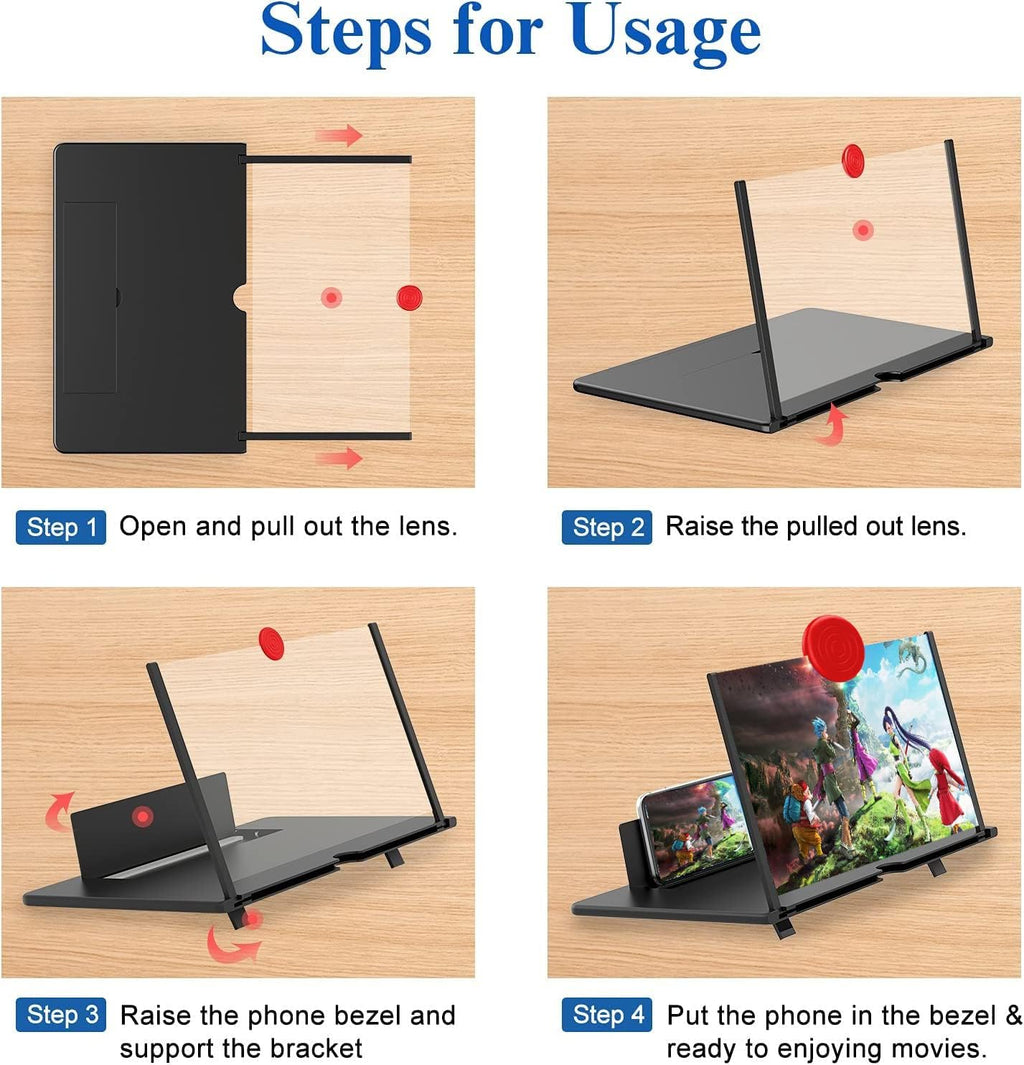 Phone Screen Magnifier with Acrylic Lens and Adjustable Stand, 16 Inch Display All Vera Mart