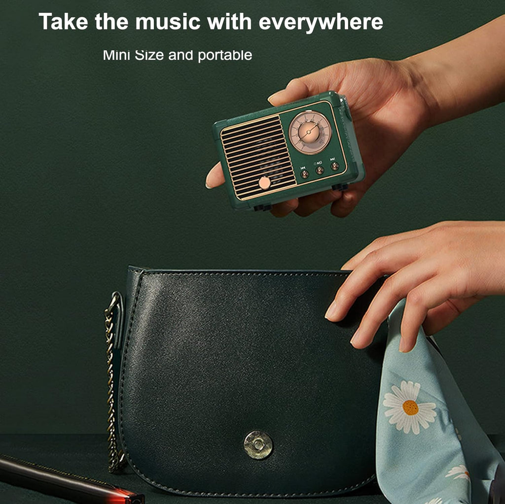 Wireless Speaker with Rotary Dial Control and 6-Hour Battery, Retro Design All Vera Mart
