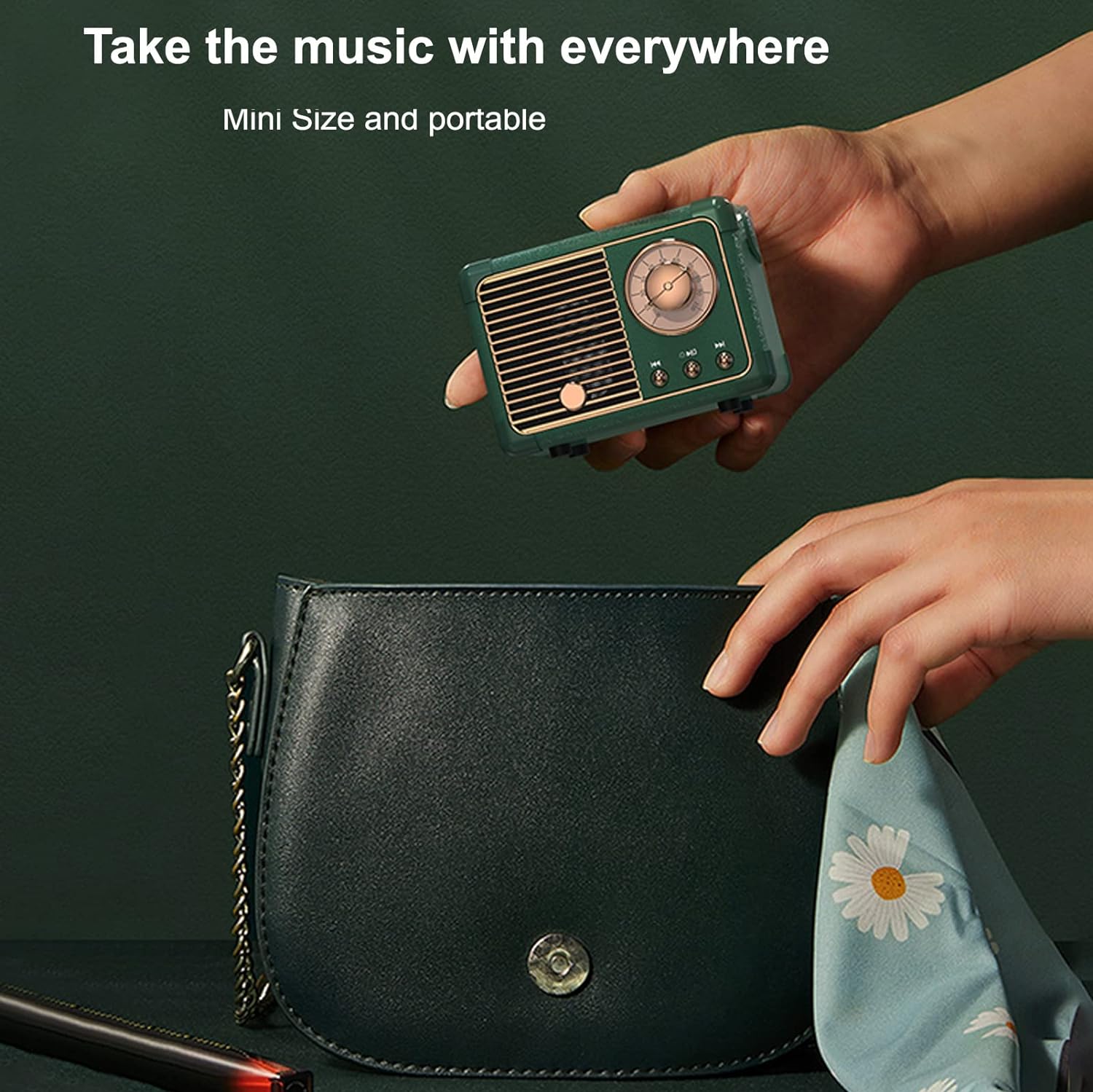 Wireless Speaker with Rotary Dial Control and 6-Hour Battery, Retro Design All Vera Mart