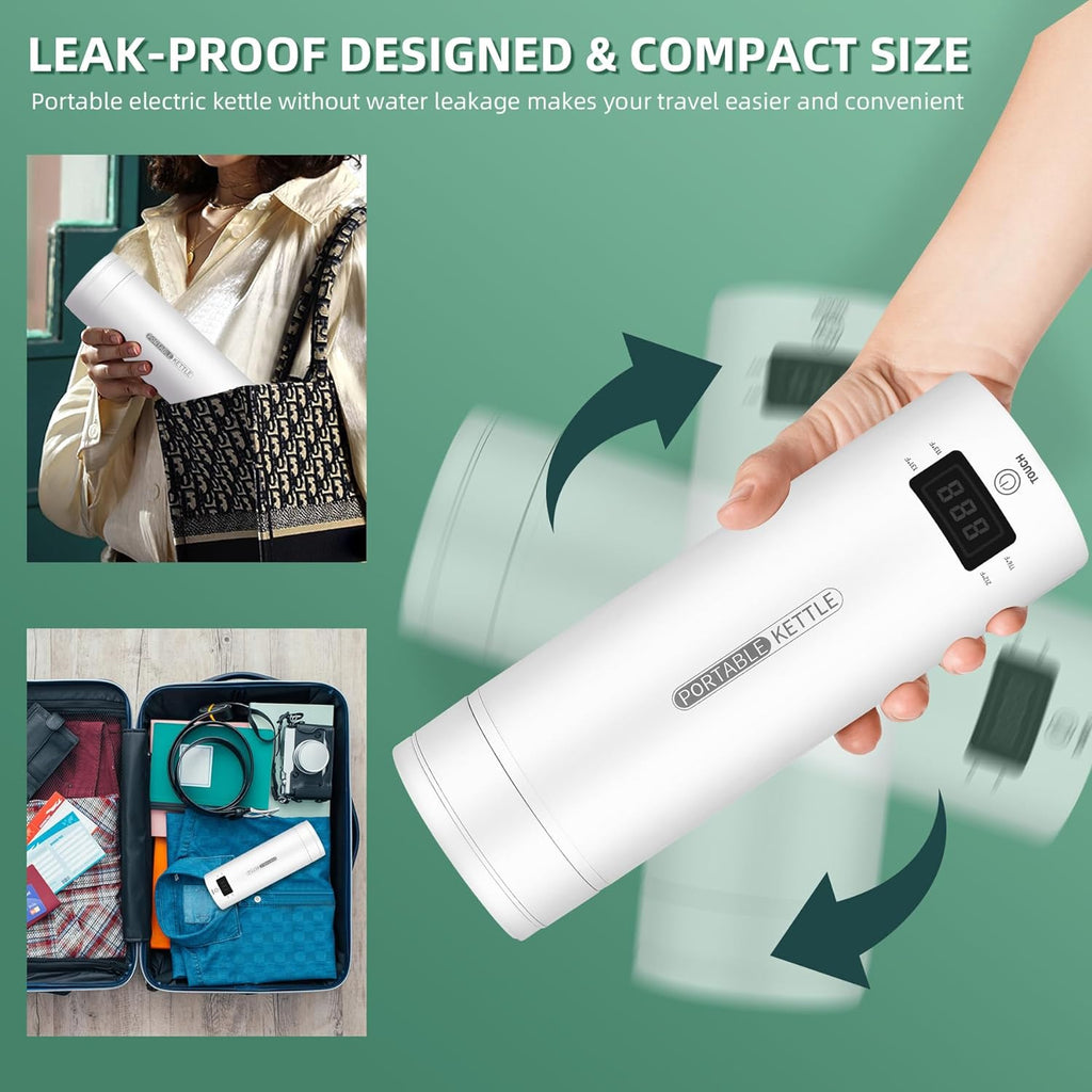 Travel Electric Kettle with Four Temperature Settings and Folding Handle All Vera Mart