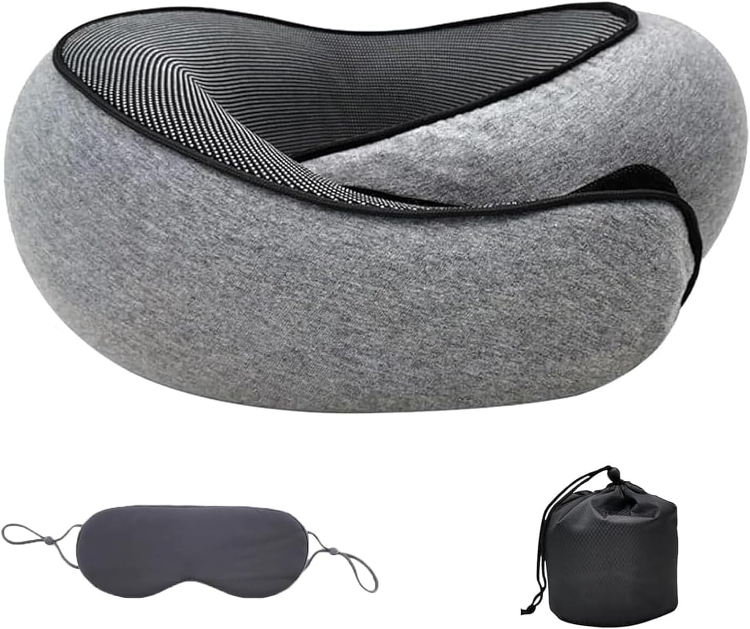 Memory Foam Neck Pillow with Adjustable Fastener and Cotton Cover, Includes Carry Bag All Vera Mart