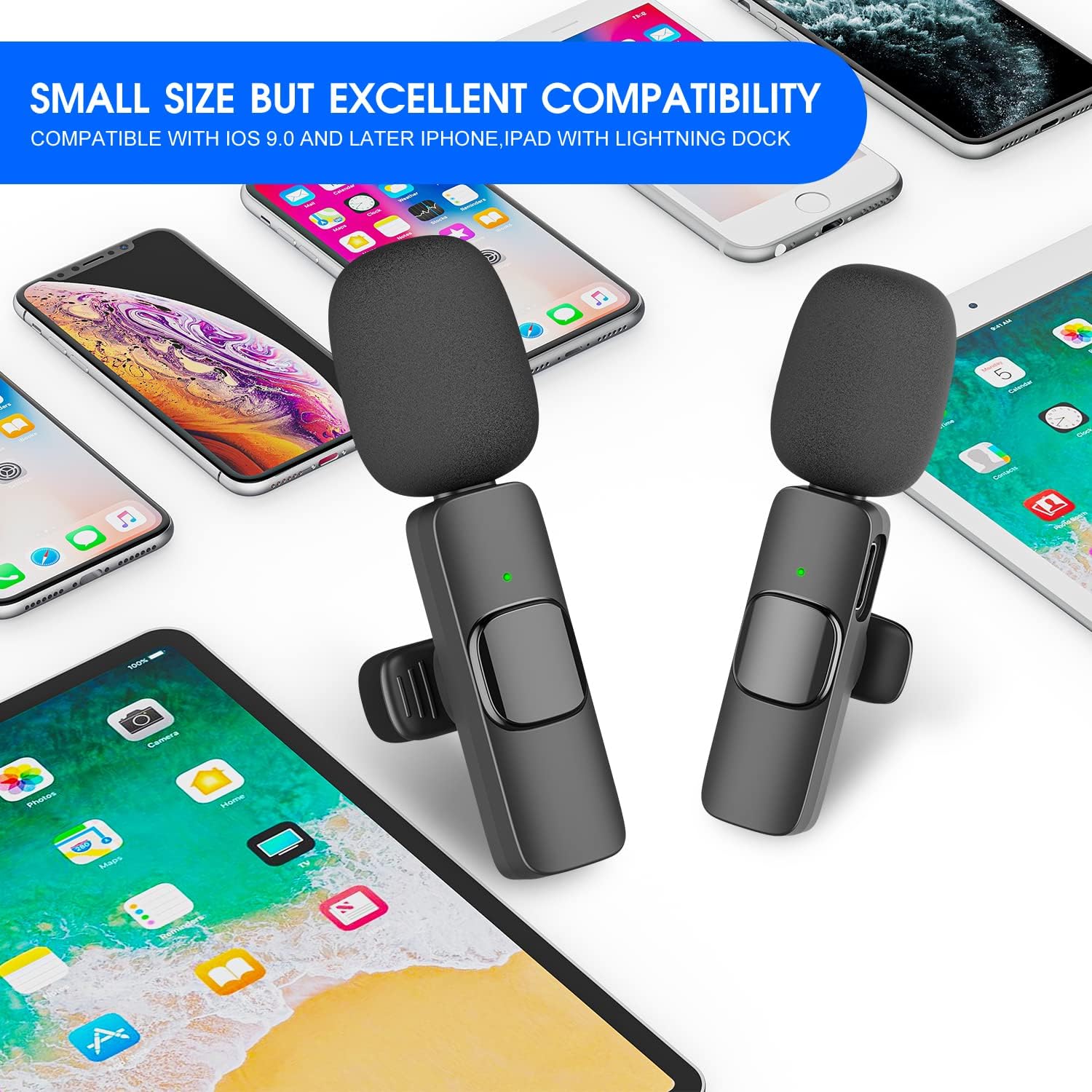 Wireless Clip-On Microphone Set with Noise Filtering and 65ft Range All Vera Mart