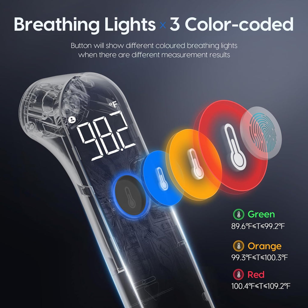 Infrared Forehead Thermometer with Color Coded LED Display and 35 Reading Memory All Vera Mart