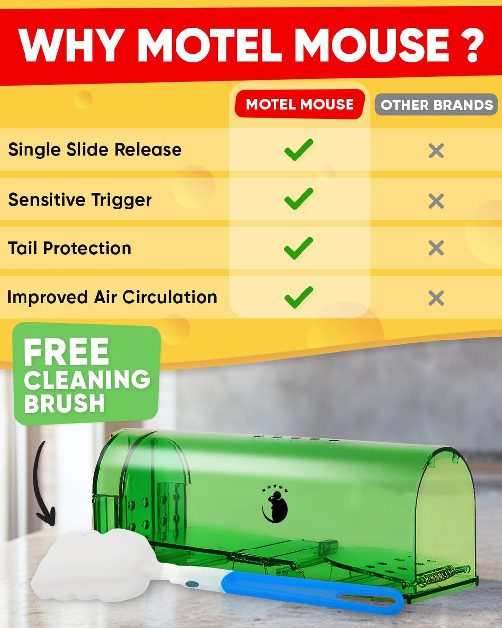 Humane Live Mouse Trap Set with Clear Monitoring Window and No-Touch Release, 4-Pack All Vera Mart