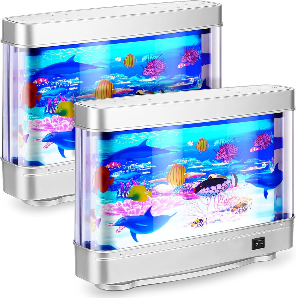 Animated Aquarium Lamp with Rotating Tropical Fish Film and Backlit Display All Vera Mart