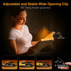 Clip-On Book Light with Wide Head and 360° Gooseneck, USB-C Rechargeable All Vera Mart